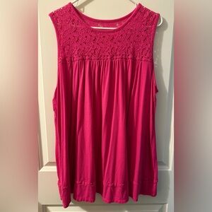 Jessica London Sleeveless Pink Lace Trimmed Top